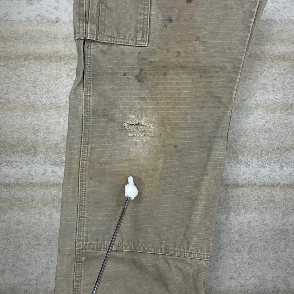 Vintage 90s Wrangler Riggs Carpenter Pants 32x32 Baggy Wide Leg Chocolate Brown - Picture 10 of 13